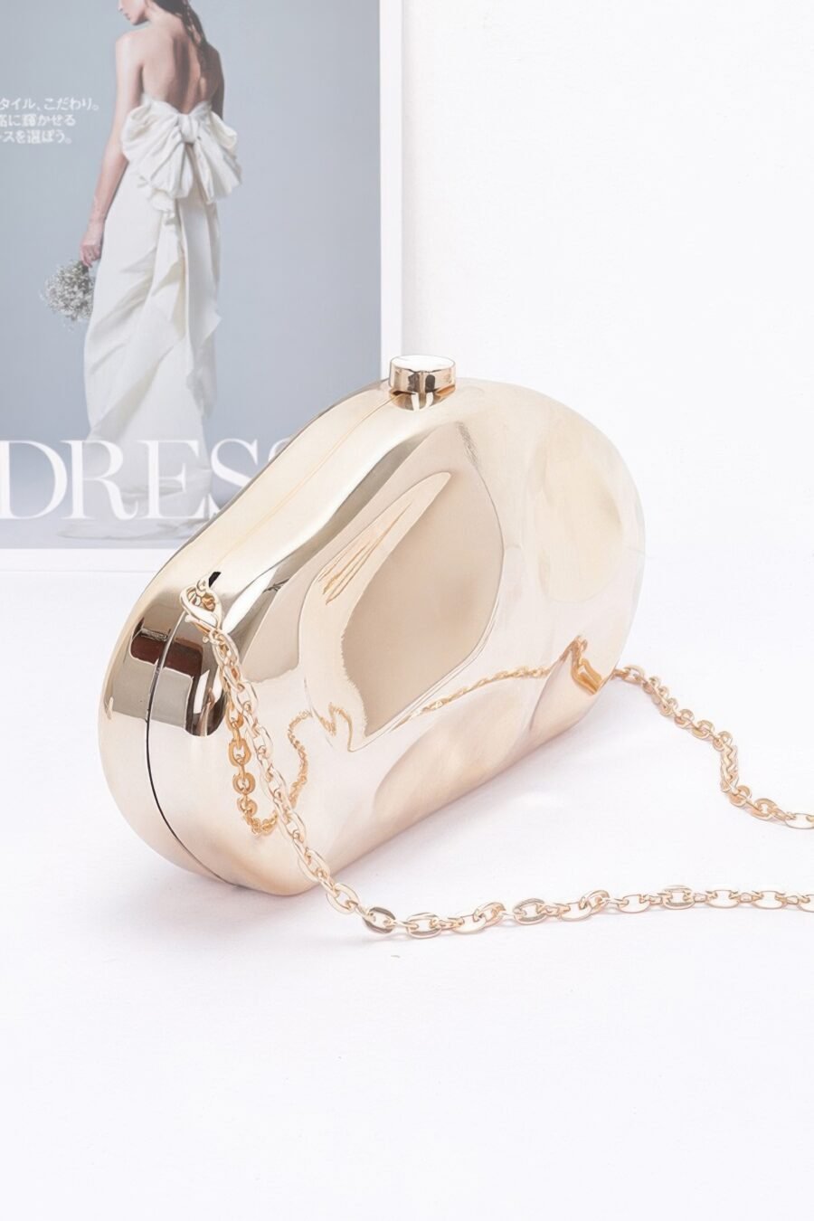 Metallic plastic party clutch