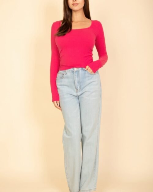 square neck long sleeve top