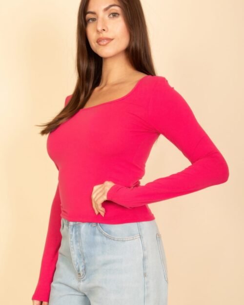 square neck long sleeve top