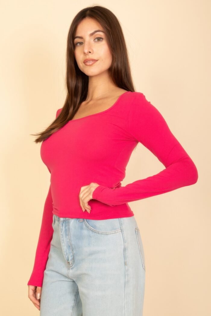 Square neck long sleeve top