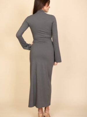 Mock Neck Bell Sleeve Crop Top & Maxi Skirt Set Mock Neck Bell Sleeve Crop Top & Maxi Skirt Set