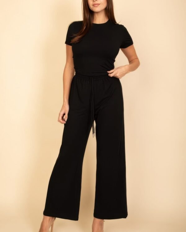 Relaxed Fit Top And Wide-leg Pants Set