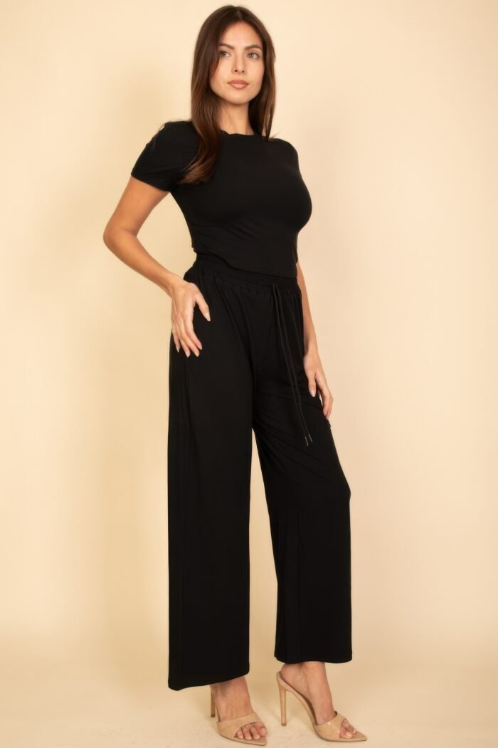 Relaxed fit top and wide-leg pants set