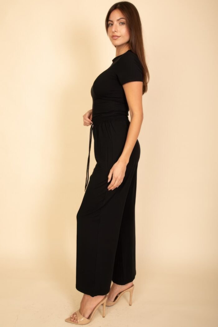 Relaxed fit top and wide-leg pants set