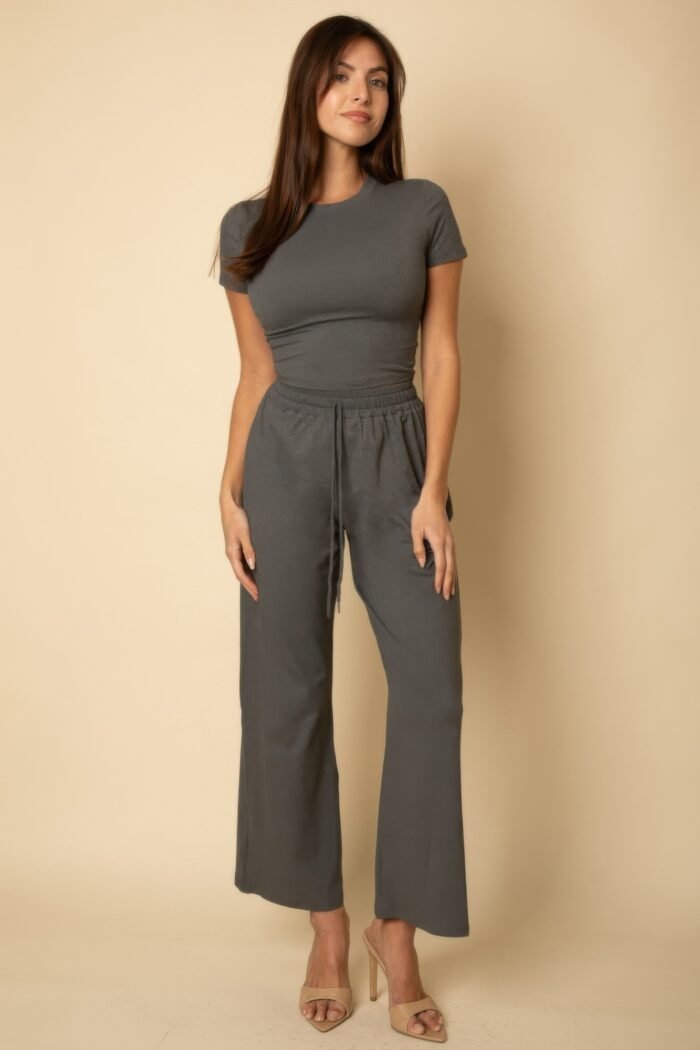 Relaxed fit top and wide-leg pants set
