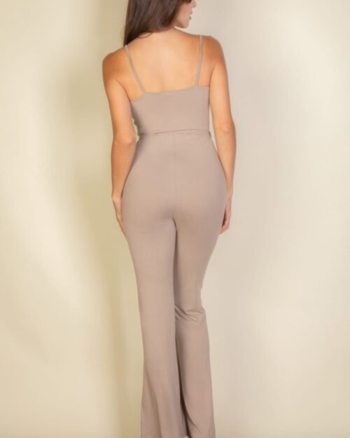 solid sleeveless wide leg jumpsuit