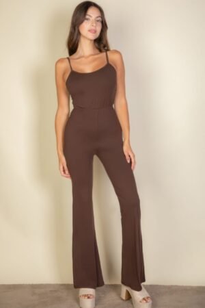 Solid Sleeveless Wide Leg Jumpsuit Solid Sleeveless Wide Leg Jumpsuit