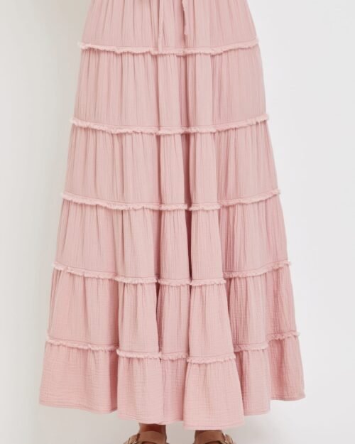 Cotton Gauze Tiered Maxi Skirt