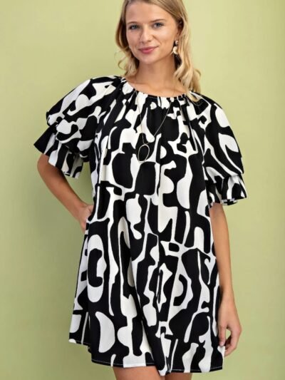 Loose Fit Mini Dress make a statement with this geometric print mini dress