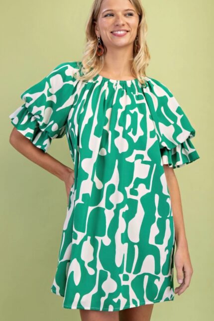 Loose Fit Mini Dress make a statement with this geometric print mini dress