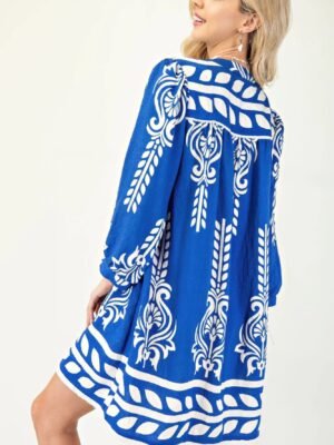 fringe hem tassel neckline dress