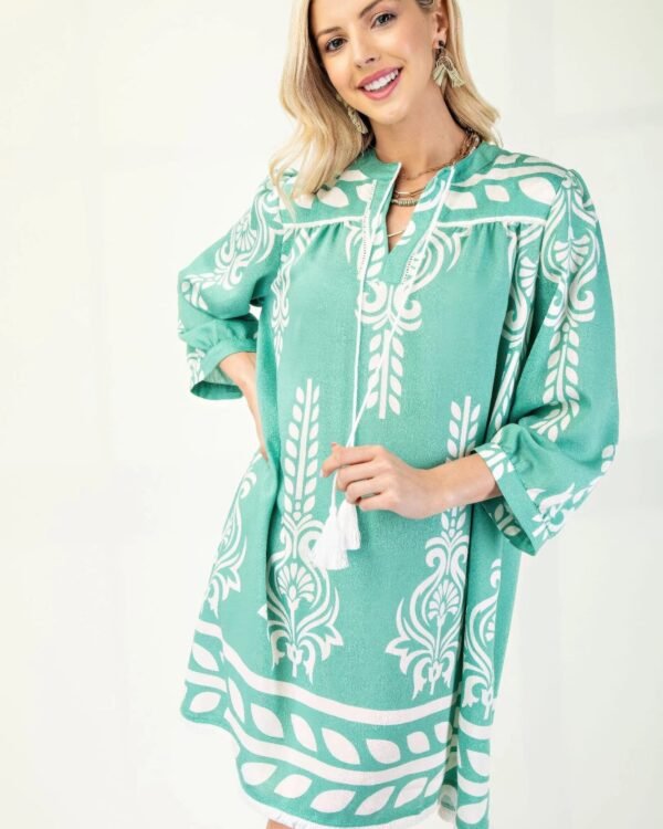 boho printed 3/4 sleeve dress
