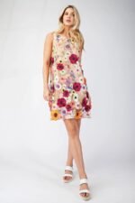 3D floral embroidered mini dress in white with sleeveless design and romantic detailing