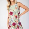 3D floral embroidered mini dress in white with sleeveless design and romantic detailing
