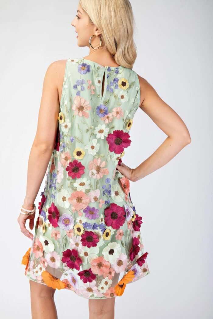 3d floral embroidered sleeveless mini dress - image 6
