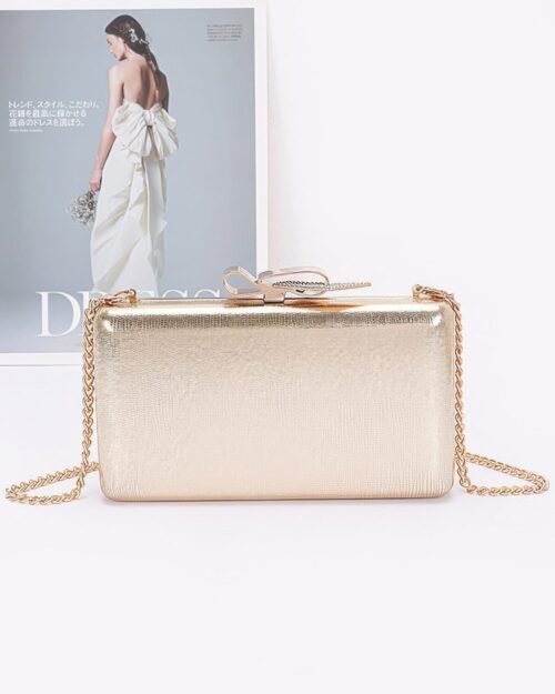 Metal Ribbon Top Case Clutch