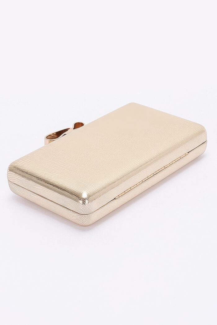 Metal ribbon top case clutch