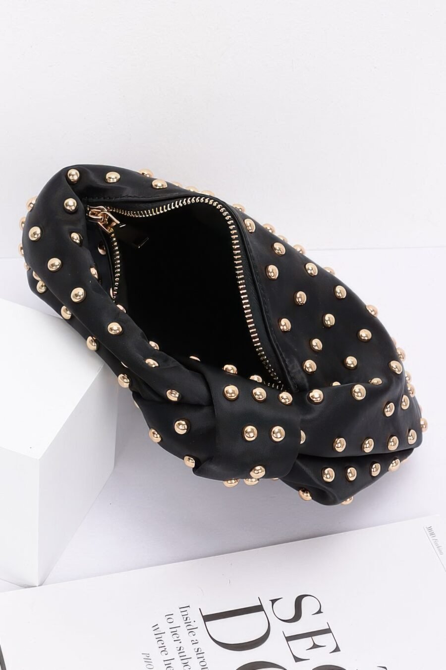Satin metal studded hobo bag - image 2