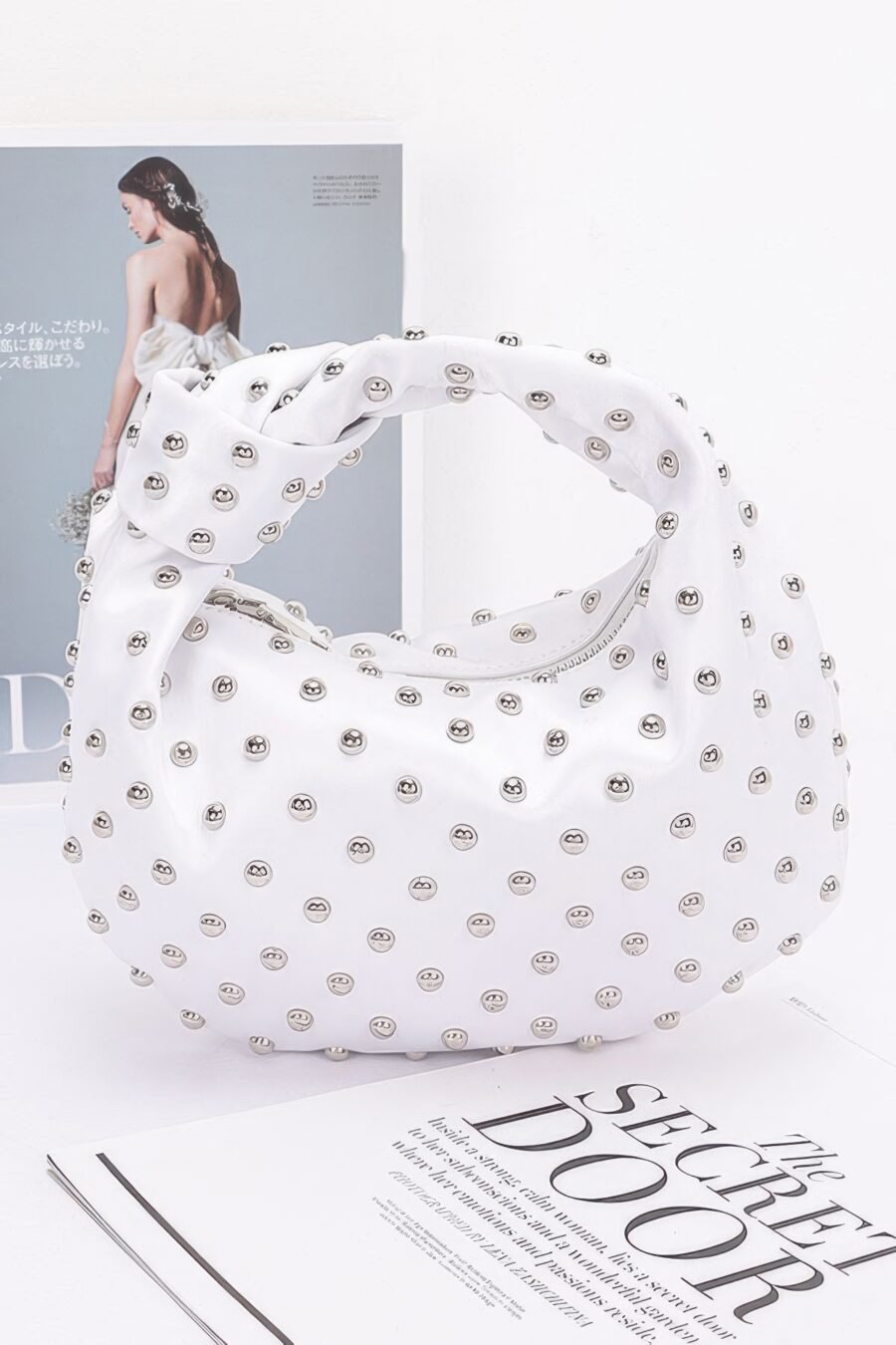 Satin metal studded hobo bag - image 5