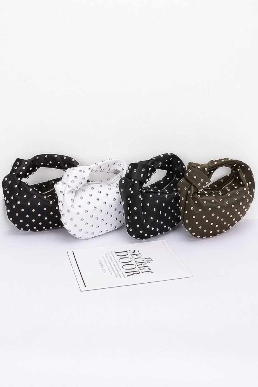 Satin metal studded hobo bag - image 8