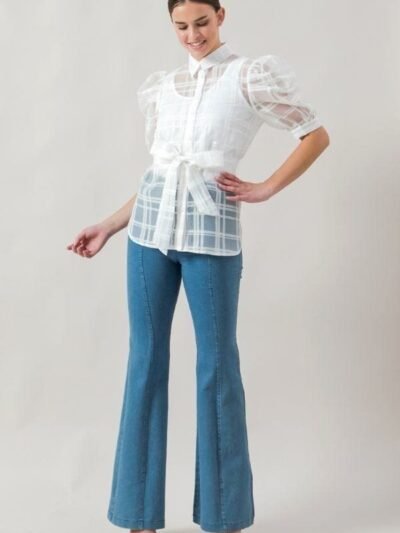 A See-thru Mini Length Organza Top A See-thru Mini Length Organza Top