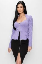 Long Sleeve Ruffle Zip-up Jacket - Image 3