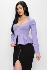 Long Sleeve Ruffle Zip-up Jacket - Image 4