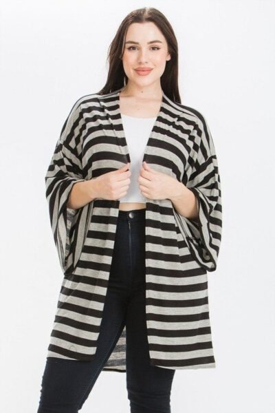 Striped Kimono Cardigan – Chic Plus Size Cardigan