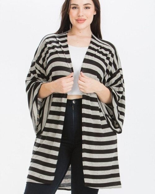 Striped Kimono Cardigan – Chic Plus Size Cardigan