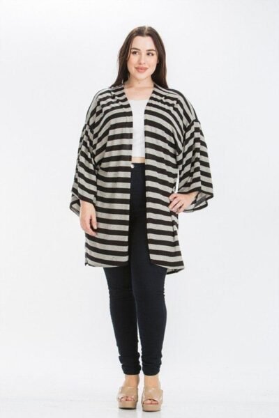 Striped Kimono Cardigan – Chic Plus Size Cardigan