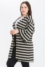 Striped, Cardigan With Kimono Style Sleeves - Image 3