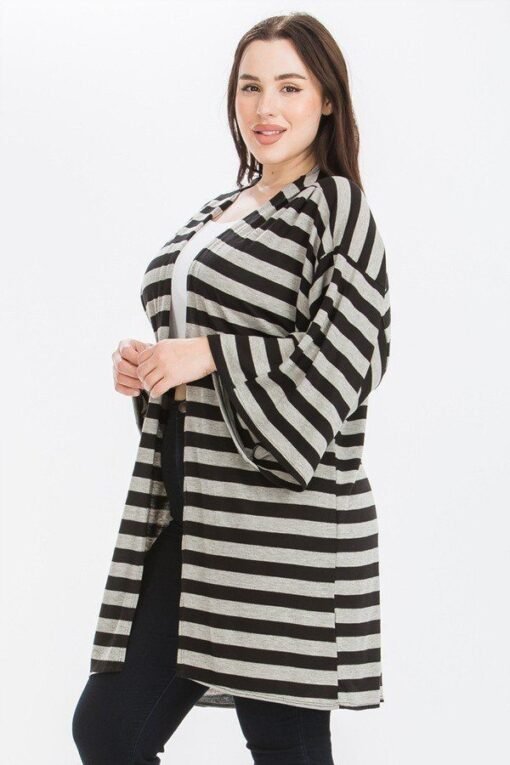 Striped Kimono Cardigan – Chic Plus Size Cardigan