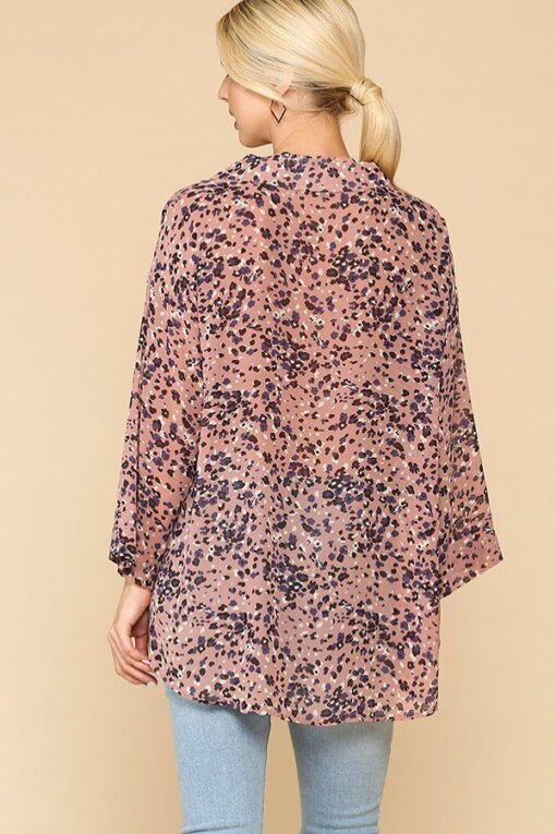 Animal Print Button Down Lapel Collar Shirt With Chest Pocket - Image 7