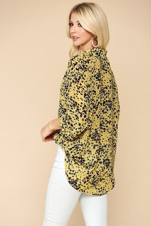 Animal Print Button Down Lapel Collar Shirt With Chest Pocket - Image 4