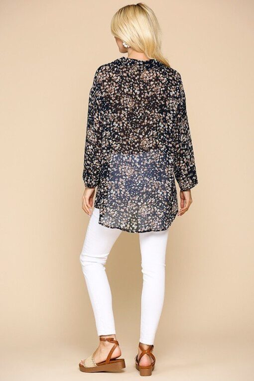 Animal Print Button Down Lapel Collar Shirt With Chest Pocket - Image 2