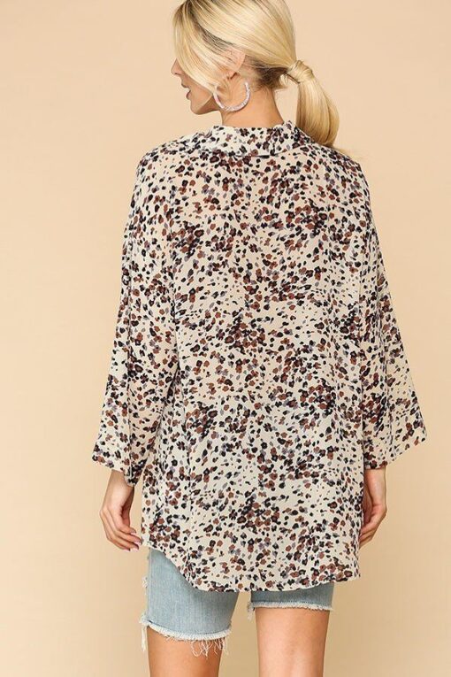 Animal Print Button Down Lapel Collar Shirt With Chest Pocket - Image 10