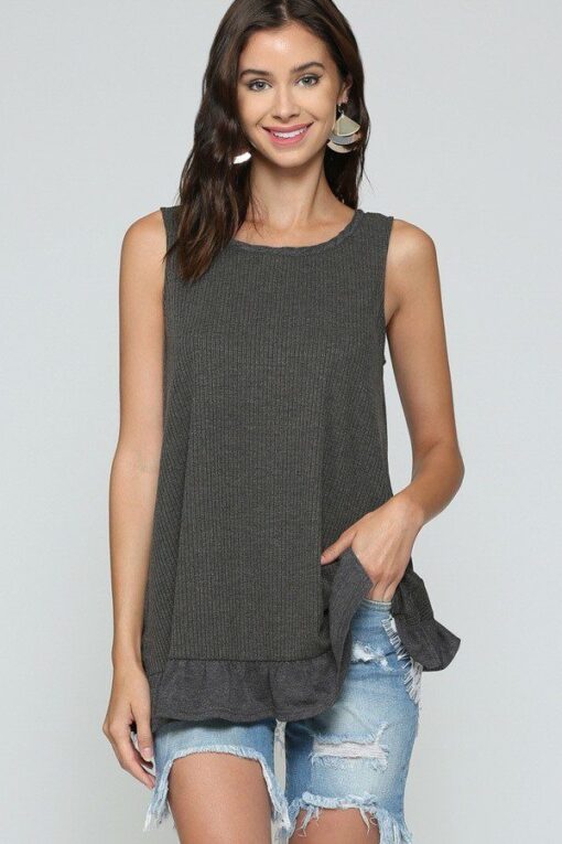 Sleeveless Back Lace Ruffle Detail Tank Top - Image 9
