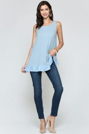 Sleeveless Back Lace Ruffle Detail Tank Top Sleeveless Back Lace Ruffle Detail Tank Top