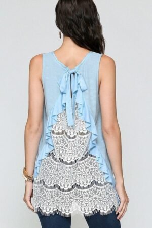 Sleeveless Back Lace Ruffle Detail Tank Top Sleeveless Back Lace Ruffle Detail Tank Top
