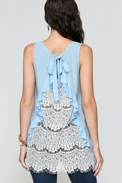 Sleeveless Back Lace Ruffle Detail Tank Top - Image 8