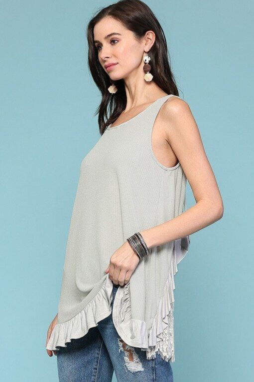 Sleeveless Back Lace Ruffle Detail Tank Top - Image 5