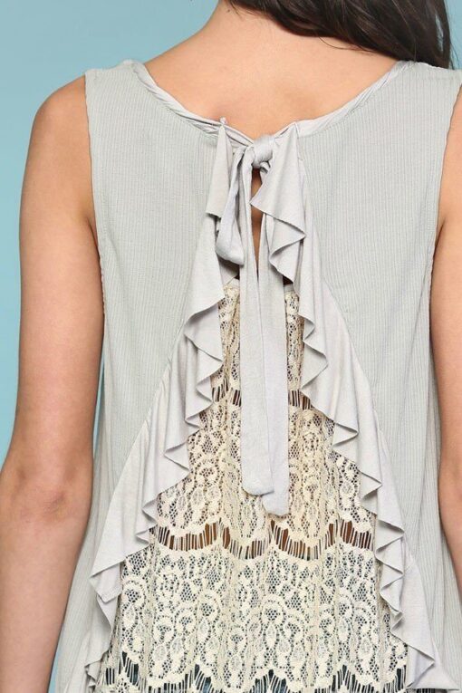 Sleeveless Back Lace Ruffle Detail Tank Top - Image 6