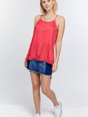 Boho Scallop Lace Trim Detailed Button Down Solid Subtle Textured Slit Side ... Boho Scallop Lace Trim Detailed Button Down Solid Subtle Textured Slit Side …