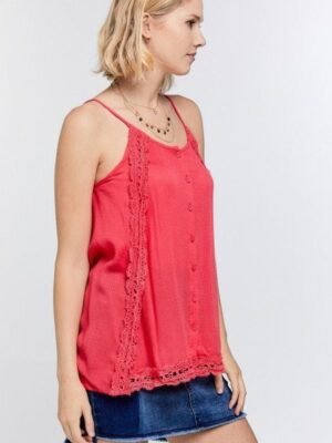 Boho Scallop Lace Trim Detailed Button Down Solid Subtle Textured Slit Side ... Boho Scallop Lace Trim Detailed Button Down Solid Subtle Textured Slit Side …