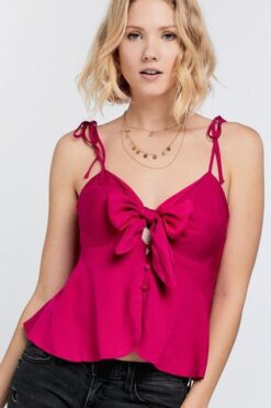 Cutout Detail Ruched Twist Bow Sweetheart Neckline Smocked Back Ribbon Tie S...