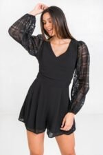 V Neckline Solid Romper - Image 3