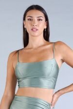 Sexy Spaghetti Strap Darted Under Bust Crop Top - Image 5