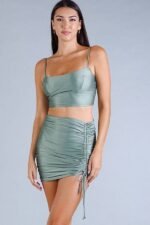 Sexy Spaghetti Strap Darted Under Bust Crop Top - Image 6