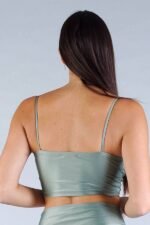 Sexy Spaghetti Strap Darted Under Bust Crop Top - Image 8