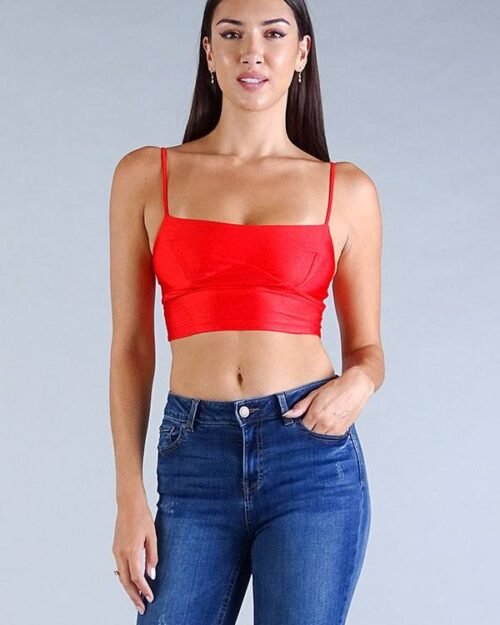 sexy spaghetti strap darted under bust crop top